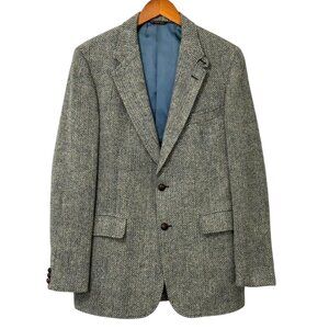 Vintage Harris Tweed Cricketeer Mens Blazer Sport Coat Wool Blue Gray Size 42R?